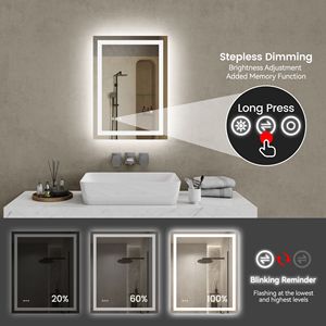 20"x28" LED Bathroom Vanity <b>Mirror</b> Front-Lit Back-Lit 3 Color Tempered Glass Adjustable Brightness Memory Anti-Fog for <b>Makeup</b> - Product Image 4