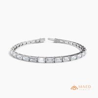 Bracelet Tennis en Moissanite Argentée pour Femme, Bracelet à Maillons, Bijou Tendance, Cadeau de Mariage ou d'Anniversaire, Accessoire Élégant et Luxueux