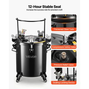 Tanque de Pintura de Acero de Alta Resistencia de 10.6 Galones/40 L para Manualidades Caseras, Tanque de Pintura en Aerosol de Gran Diámetro con Tres Conexiones Rápidas - Product Image 4