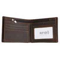 Dompet Pendek Pria Buatan Tangan Gaya Sederhana dari Kulit Crazy Horse Ramah Lingkungan dengan Pola Titik PVC dan Lapisan PVC