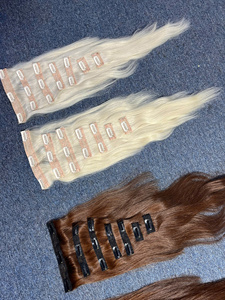 Extensions de cheveux à clipser de haute qualité de 35 cm à 80 cm au prix d'usine # PLA # Couleur marron Super Double Drawn - Product Image 2