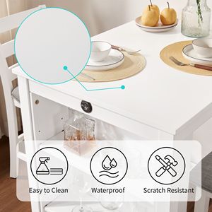 Set da Pranzo Moderno da 36 Pollici per 2 Persone con Stazione di Ricarica e Spazio di Archiviazione Regolabile a 3 Livelli, Set da Cucina Salvaspazio con Rivestimento Imbottito - Product Image 4