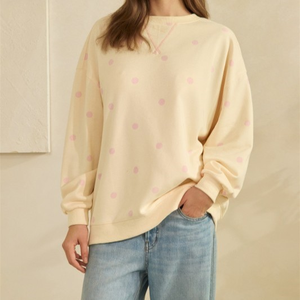 Sudadera de punto para mujer, cálida, estampada, informal, con forro polar, diseño holgado con hombros caídos, para invierno - Product Image 2