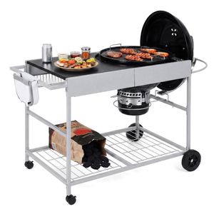 Carrello BBQ in Metallo per Esterni per Griglie a Carbone da 18-22 Pollici con Supporto per Coperchio e Ripiano Portaoggetti - Product Image 1