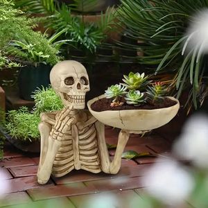 Dal design unico vassoio con teschio ornamento ciotola scheletro vassoio decorativo per interni all'aperto giorno di Halloween decorazione a tema gotico - Product Image 4