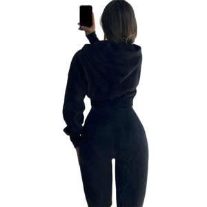 Nouvelle Collection : Sweat-shirts à Capuche Courts Tendance pour Femmes Fashionfit, en Polaire Polyester Doublée avec Logo – Idéal pour l'Hiver - Product Image 1