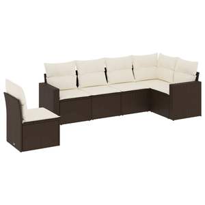 Ensemble de canapés de jardin modulaires en rotin PE marron et crème, mobilier d'extérieur élégant - Product Image 2