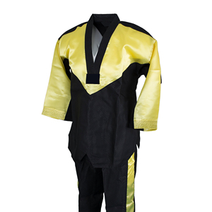 Uniforme de Taekwondo Negro y Amarillo, Gi de Artes Marciales, Poliéster Transpirable, Conjunto Unisex para Adultos - Product Image 5