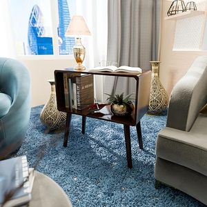 Retro Bookcase Nightstand, End <b>Table</b>, Bed <b>Side</b> <b>Table</b> for <b>Small</b> Spaces Magazine Stand with Storage Engineered Wood - Product Image 3