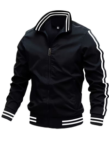 Men's Casual Stand-Up Collar Zipper Jacket Stylish Two-Bar Design Multi-Pocket Outdoor Sports Jacket Lightweight And Suitable - Product Image 2