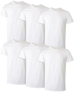 T-shirts en coton blanc pour hommes, manches courtes, col rond, coupe classique, couleur unie, jersey décontracté, design uni - Product Image 1