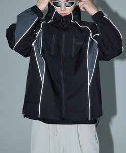 Custom Sweatsuit Two Piece <b>Short</b> Set Design Streetwear Mens Reflective Windbreaker <b>Jacket</b> Tracksuit Set - Product Image 1