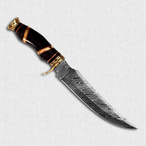 Couteau Bowie de camping, chasse et pêche en acier Damas, lame fixe, écologique, multi-usage, compatible lave-vaisselle, non réglable - Product Image 2