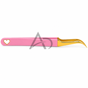 Pince à cils légèrement incurvée avec découpe en forme de cœur pour breloques, impression de logo personnalisée, en acier inoxydable - Product Image 5