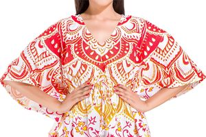 2026 Brown Handmade Tie Dye <b>Kaftan</b> Women's Free Size Natural <b>Summer</b> Floral Digital Printed Maxi Dress Bohemian Hippie Style - Product Image 4