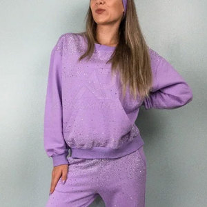 Sweat-shirt pour femmes tendance avec strass, touche décorative élégante, sweat-shirt pour femmes de qualité supérieure avec strass - Product Image 6