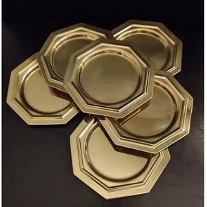 Ensemble de sous-verres ronds en métal finition or, tapis décoratifs glamour pour table, supports pour boissons, pour café, salle à manger, bar, mariage - Product Image 4