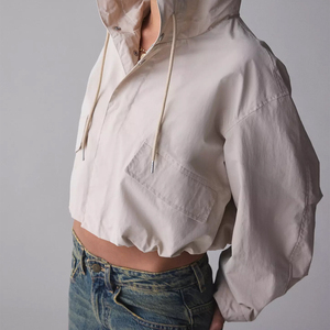 2026 Nylon Women Stand Collar Knitted Breathable Waterproof <b>Lightweight</b> Color Block Windbreaker <b>Jacket</b> 100% Polyester 2026 - Product Image 5