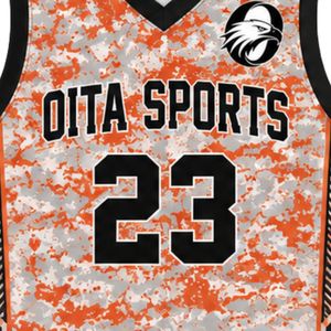 Ensemble maillot et short de basketball gris-orange par sublimation – Tenues d'équipe personnalisées pour hommes et femmes – Vêtements de sport respirants - Product Image 5