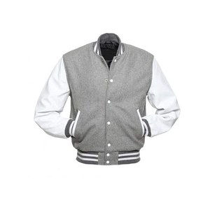 Custom Grey Varsity <b>Jacket</b> White Sleeves Mens Fleece Letterman <b>Jacket</b> Quilted Lining <b>Baseball</b> <b>Bomber</b> <b>Jacket</b> Casual Streetwear - Product Image 1
