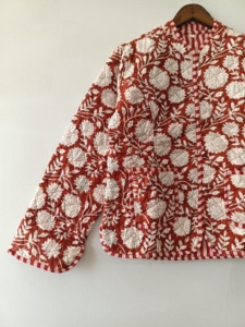 Unique Quilted <b>Reversible</b> <b>Jacket</b>: Indian Floral Cotton Coat - Product Image 2