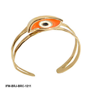Bracelet manchette œil en laiton fait main, émail orange, tendance, pour femme - Protège le bonheur, stimule la créativité, ajustement réglable - Product Image 5