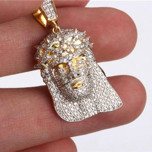 Colgante Religioso Personalizado con la Cara de Jesús, Certificado por GIA, Chapado en Rodio y Oro sobre Plata 925 - Product Image 1