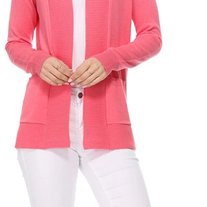Yemak – Cardigan en tricot à manches longues pour femme, ouvert sur le devant, avec poches, doux, léger, respirant, en coton et laine, idéal pour l'hiver - Product Image 3