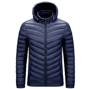 Custom Men's Puffer <b>Jacket</b> Autumn <b>Winter</b> Lightweight Polyester Fiber Removable Hood Reversible Breathable Stand Collar Pattern - Product Image 6