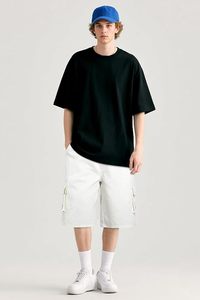 Pantalones Cortos Cargo Blancos para Hombre, Cintura Media, con Cordón, Estilo Casual, de Lona de Algodón, con Bolsillos, Transpirables - Product Image 4