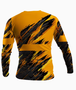 <b>Men's</b> Long Sleeve Crewneck T-<b>Shirt</b> <b>Yellow</b> Black Abstract Graphic Print Casual Breathable Top - Product Image 2
