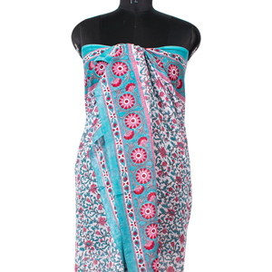 Large Size Cotton Floral Sarong Scarf Handmade Multicolor Block Print Multiway <b>Beach</b> Wear Beautiful Women <b>Accessories</b> - Product Image 2