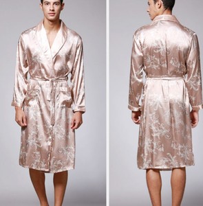 Robe de nuit de luxe pour homme, décontractée, ample, à manches longues, en polyester/coton, pour l'été - Product Image 5