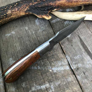 Cuchillo de Caza de Acero de Damasco Hecho a Mano, Personalizable, con Mango de Madera, Funda de Cuero para Supervivencia al Aire Libre y Camping, OEM - Product Image 4