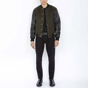 Veste universitaire en gros pour hommes, manches en laine, qualité supérieure, style urbain pour l'hiver - Product Image 4