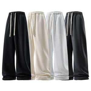 Autumn <b>Men's</b> Wide Leg Sweatpants High Waist Elastic Drawstring Straight <b>Trouser</b> Breathable Casual Fashion - Product Image 6