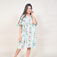 Robe midi ample à imprimé floral pour femme, col en V, style bohème anglais, avec manches bouffantes, en coton tissé respirant, été, taille XS