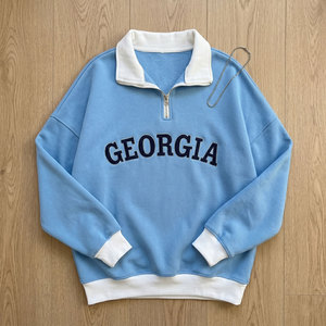 Sudadera Ligera Personalizada ODM Ecológica y Transpirable para Mujer, con Cuello Alto y Media Cremallera, Mangas Largas, Bordado Frontal, para Invierno - Product Image 1