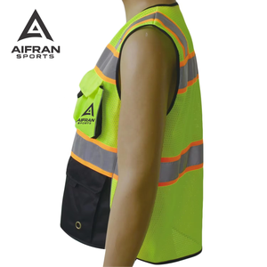 Chaleco de Seguridad Reflectante de Alta Visibilidad Aifran, Ropa de Trabajo con Múltiples Bolsillos para Obras de Construcción y Uso en Exteriores - Product Image 4