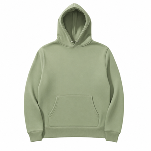 Sweat-shirt à capuche en molleton vert uni pour homme, coupe classique, pull décontracté avec poche avant, 100% coton, vêtement d'automne - Product Image 3