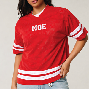 Camisetas de Fútbol Americano Personalizadas de Malla Transpirable para Mujer, Camisetas Deportivas de Corte Holgado, Manga Corta, OEM, Marca Privada, Venta al Por Mayor - Product Image 6