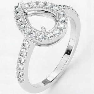 KARATS Heart Shape Moissanite Halo Engagement <b>Ring</b> Setting 925 <b>Silver</b> Plated Rhodium Finish Pave <b>Set</b> Women's Elegant Style - Product Image 1