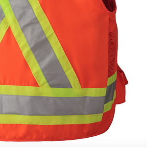 Gilet de sécurité haute visibilité, bandes réfléchissantes orange, polyester, uniforme de travail unisexe - Product Image 6