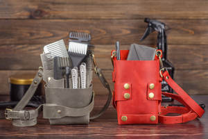 Étui pour ciseaux de barbier en cuir véritable fait main, pochette à outils professionnelle avec protection anti-odeur LBSH-0014 - Product Image 2