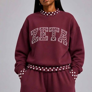 Zeta Wholesale <b>Mock</b> <b>Neck</b> Crew <b>Neck</b> Cotton Fleece Pullover Women Men Ladies Unisex Polka Dot Gingham Patch Greek Sorority Chenill - Product Image 4