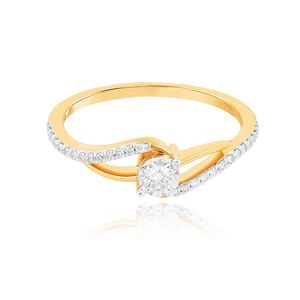 Elegante Anillo de Compromiso de Oro Amarillo de 14K con Diamante Cultivado en Laboratorio, Corte Solitario, Trenzado, Pavé, de Lujo, para Mujer, Aniversario, Boda - Product Image 2