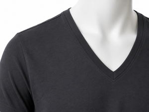 T-shirt pour homme à col en V gris foncé à manches courtes 100% coton Coupe classique Jersey tricoté uni Couleur unie - Product Image 4