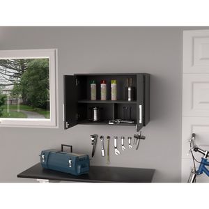 Armadio a Muro a Doppia Anta con Finitura Wengue Nero e 3 Ripiani, Categoria Prodotti Lions - Product Image 2