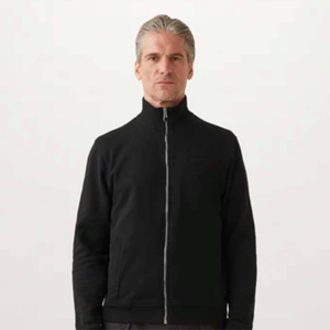 Veste bomber noire pour homme à fermeture éclair intégrale, manches longues, col montant, en polaire douce, confortable et légère, style streetwear - Product Image 1