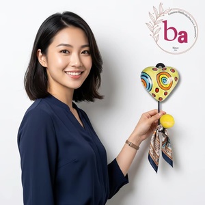 Ba Handmade Ceramic Heart Wall Hook With Colorful Pattern Novelty Design Single Hook For Home Decor - Product Image 3